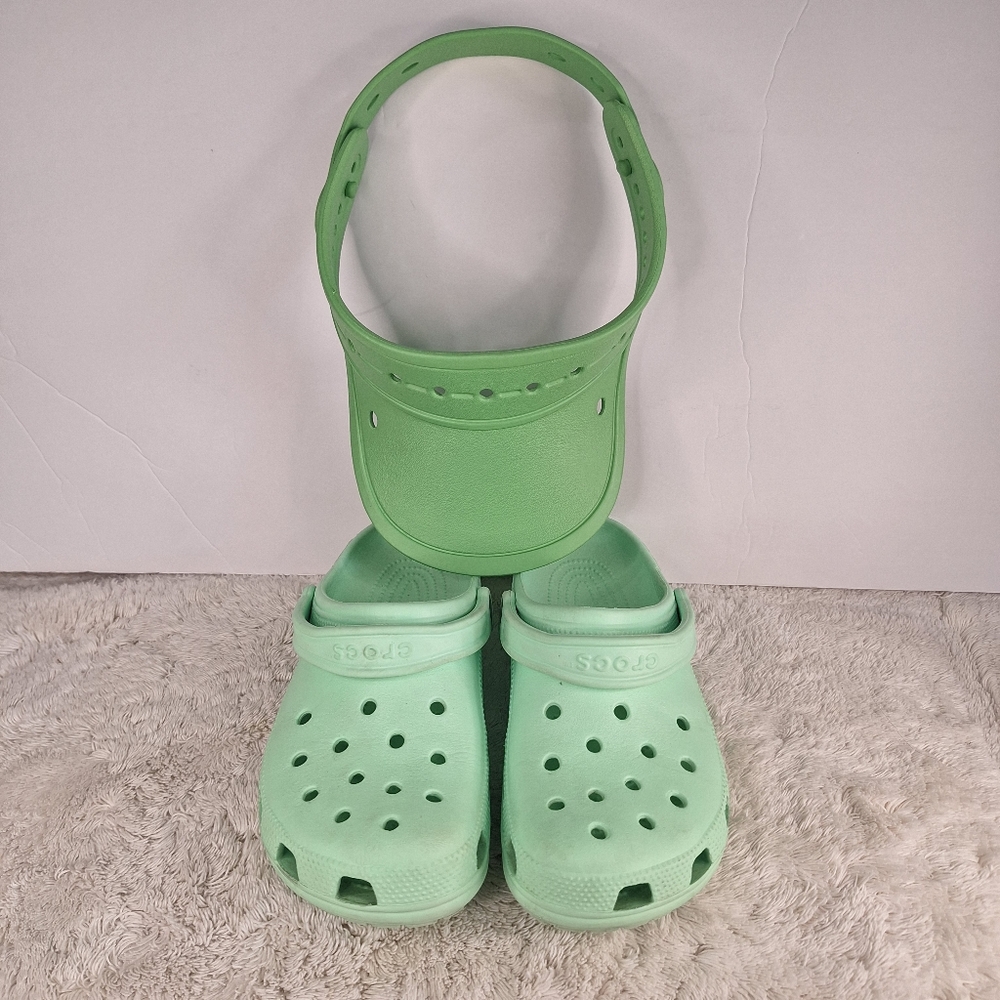 Green Croc Clogs with Strap And Visor